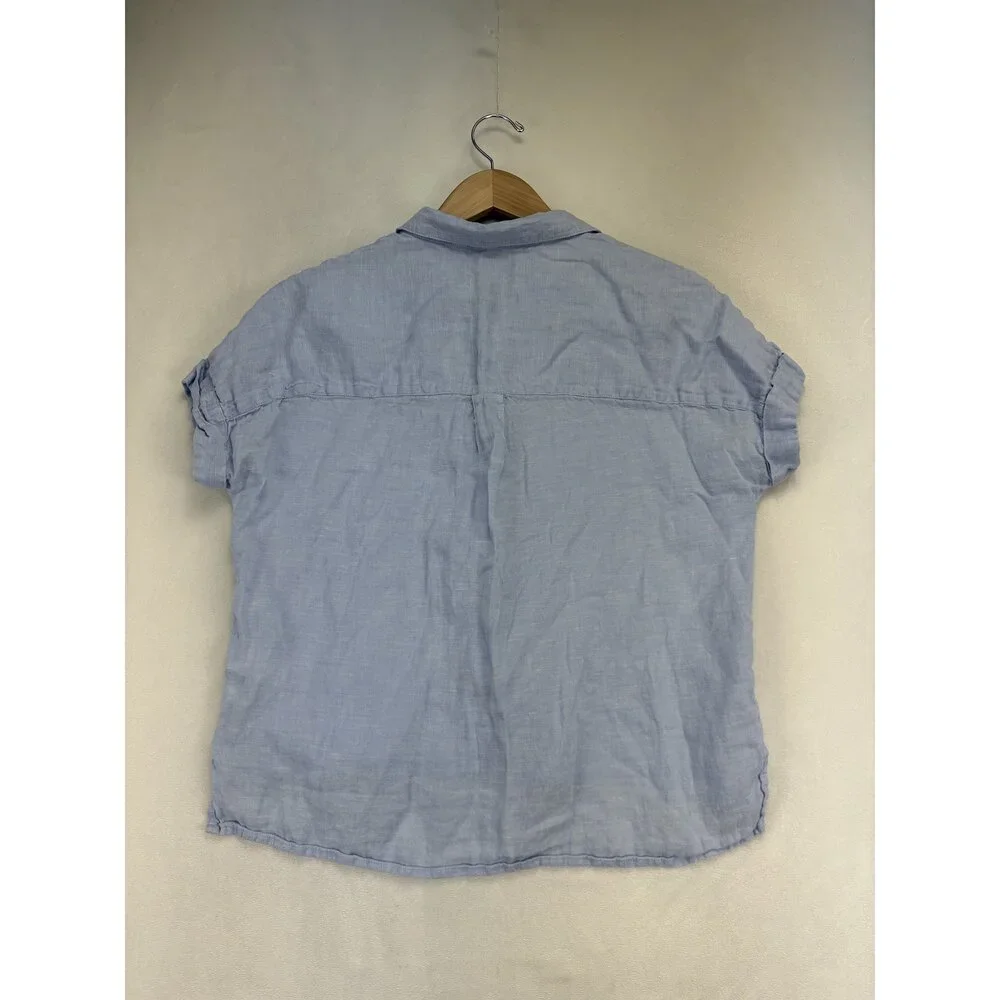 Rachel Roy 100% Linen Button-Down Shirt Short‎ Sleeve S